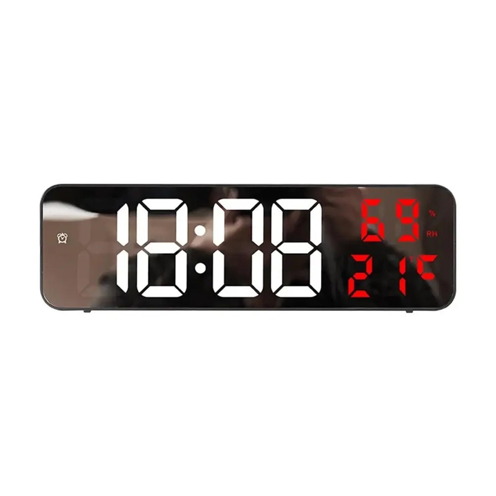 LADFRTYU Atomic Digital Wall Clock LED Digital Wall Clock Large Screen Mounted Display Temperature And Humidity Electronic Alarm Home Decoration(Red)