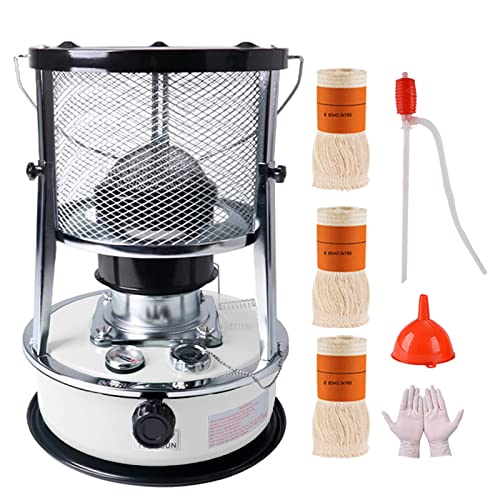 Petroleumofen für innenräume, Effizienter Petroleum Heizung Heizer mit 3 Docht, Tragbarer Campingkocher Zum Heizen, Für Heizungen Wintergarten Terassen Zeltheizung Barbecue (4.6L-White)