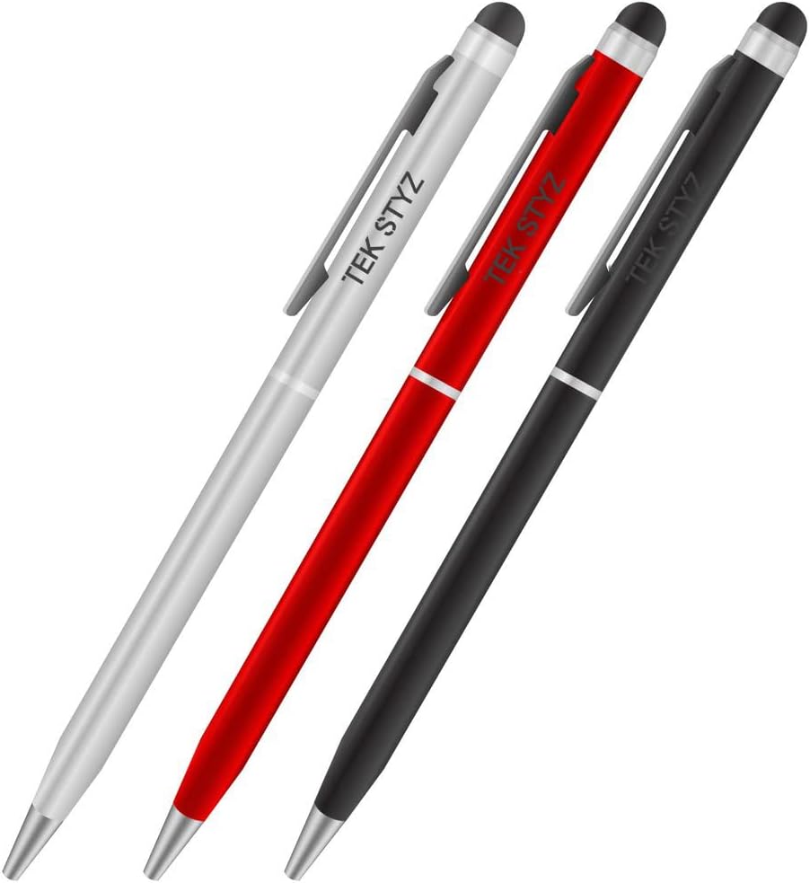 PRO Stylus Pen for Celkon Campus Crown Q40 with Ink, High Accuracy, Extra Sensitive, Compact Form for Touch Screens [3 Pack-Black-Red-Silver]