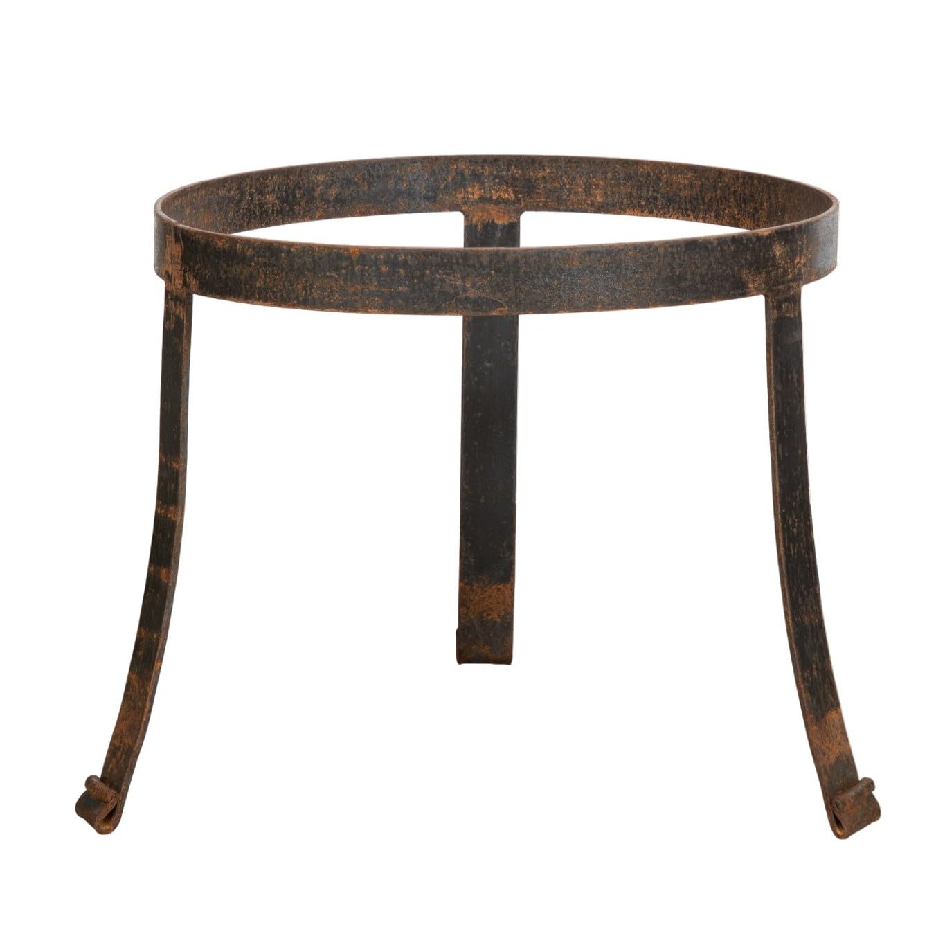 Biscottini Portavasi Rotondo in Ferro battuto da Esterno - Base Portavaso Interno a Tre Piedi - Supporto per Vasi e Piante Stile Rustico - Piedistallo per Piante Vintage 54x54x45 cm