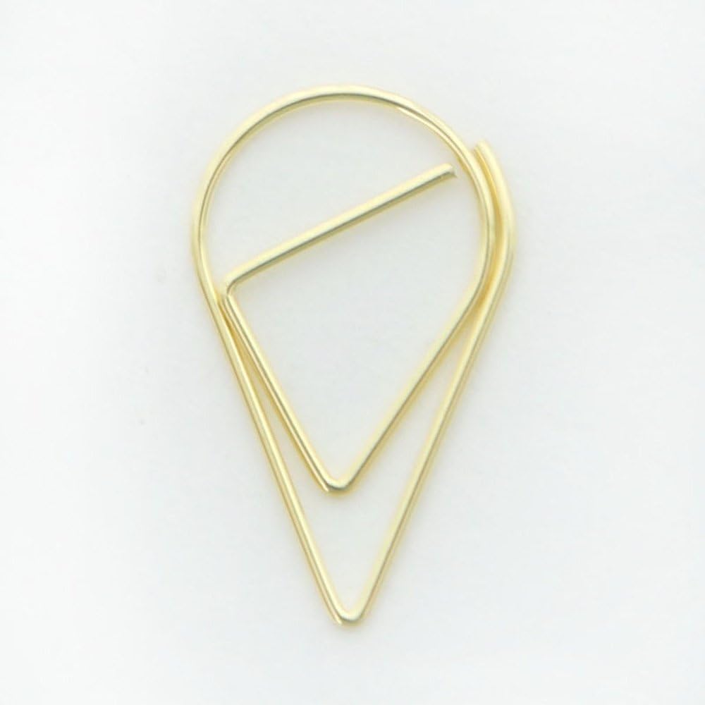 MultiBey Tear Drop Paper Clips Metal Triangular Triangle Cone Memo Bookmark Clips Black/Gold/Silver/Rose Gold/Pink/Green Lovely Office Supplies Decorations Pack of 100 (25mm, Gold)
