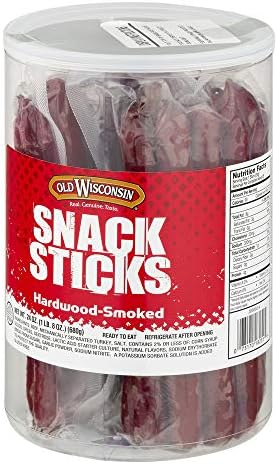 Old Wisconsin Beef Sausage Snack Sticks, Naturally Smoked, Ready to Eat, High Protein, Low Carb, Keto, Gluten Free, 24 Ounce Jar