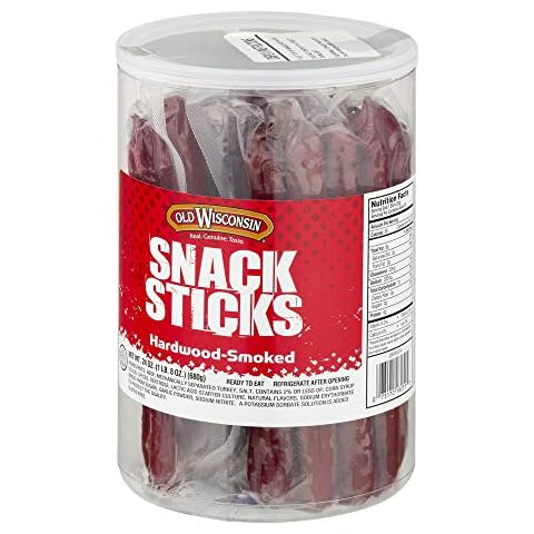 OLD WISCONSIN Beef Snack Sticks, High Protein, Gluten Free, 24 Ounce Resealable Jar Cover