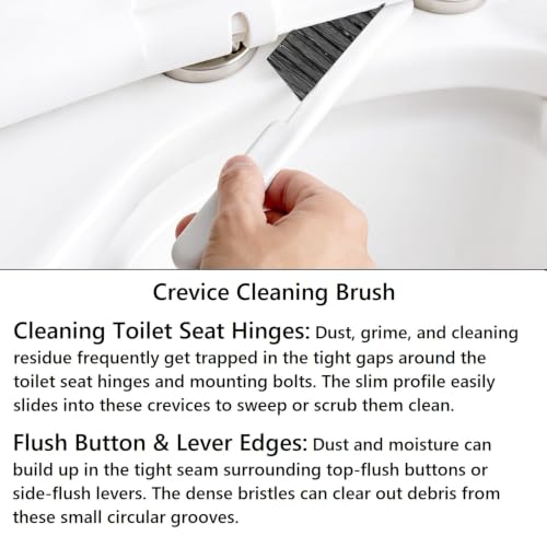 Image of Clyton 3 in 1 Toilet Brushes Holder Set | Toilet Cleaning Set with Under-Rim Curved Brush, Round Bowl Scrubber, Slim Crevice Detail Brush | Wall Mounted & Floor Standing | Quick Dry Bathroom Brush Set