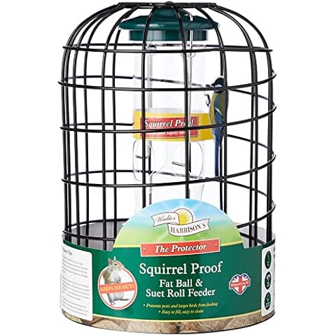 Walter Harrison's Wild Bird Feed Protector squirrel Proof Hanging Fat Ball and Suet Roll Feeder,Grey,20 cm Cover