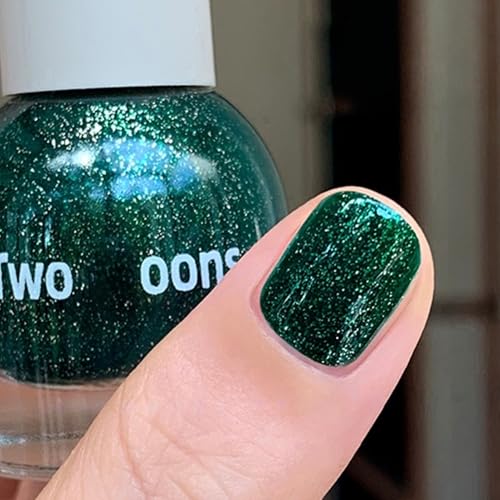 KAHSOSE Emerald Green Glitter Nail Polish, Water Based Peel Off, 10ML Quick Dry Non Toxic, Air Dry No UV Needed, Christmas Green Nailpolish Gift for Women Girls
