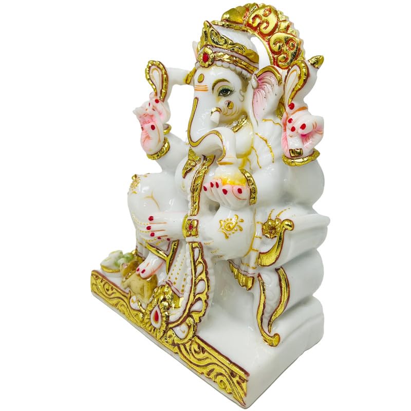 Buy MYSTIC BLOOM Ganesha Statue 10 Inch White Gold Composite