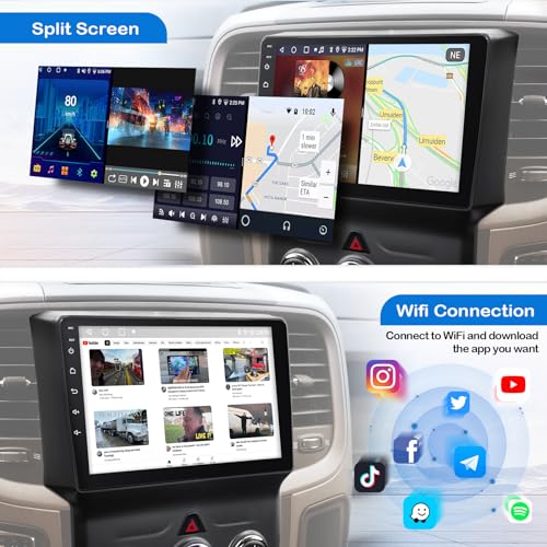 Image of Car Stereo for Dodge RAM 1500 2500 3500 2013 2014 2015 2016 2017 2018 with Wireless CarPlay and Android Auto,9'' Android 13 Touch Screen Radio Replacement,2G Ram 32G ROM(Only fit Manual AC)
