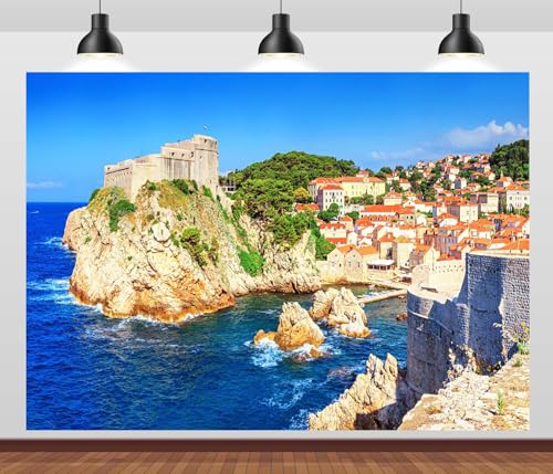 Toile de fond de 2,1 x 1,5 m Croatie paysage panoramique de Dubrovnik pour séance photo