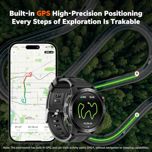 Military Smart Watches for Men Built-in GPS(Answer/Make Calls), 1.43" AMOLED Screen with Compass, Altitude, Barometer, 3ATM Waterproof, Fitness Watch with Health Monitor for Android iOS3