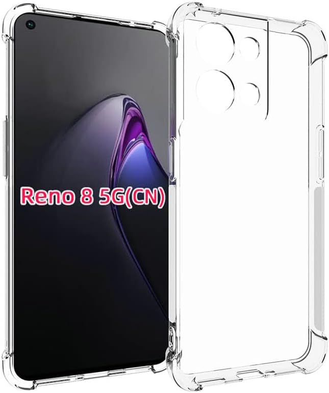USTIYA Funda para Oppo Reno 8 5G TPU transparente cuatro esquinas funda protectora transparente suave