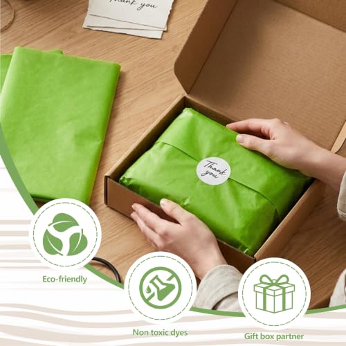 Image of Bobobag 100 Sheets Lime Green Tissue Paper, 20 inch x 14 inch Tissue Paper for Gift Bags, Bulk Gift Wrapping Tissue for DIY Crafts, Birthday, Christmas and Holiday Decor