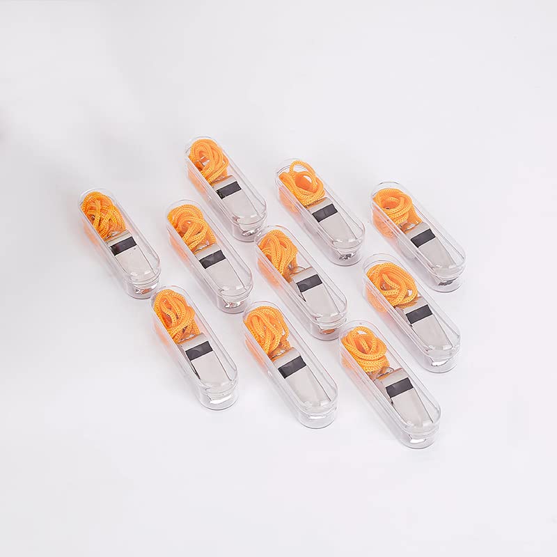 SEVENHEAD Set mit 10 Stück in 1 Box mit jeder einzelnen Box Edelstahl Sportpfeifen mit Schlüsselband, lauter knackiger Klangpfeifen Bulk perfekt für Trainer, Schiedsrichter und Beamte