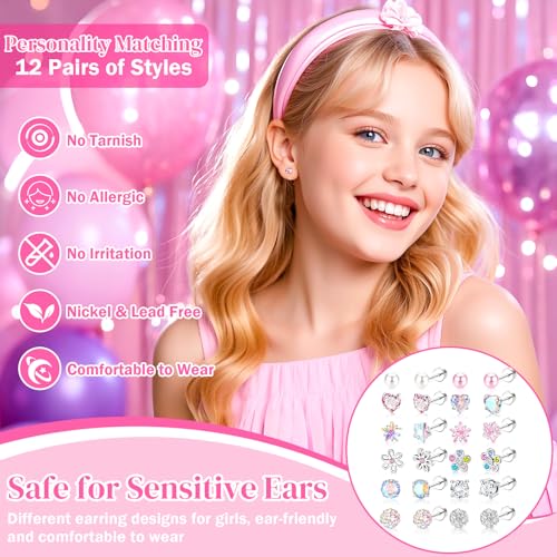 Hypoallergenic Earrings for Girls Surgical Steel Flat Back 14k Gold Plated Ear Studs Lightweight Christmas Gifts for Women, Wife, Girlfriend Anniversary Birthday Gift for Her2