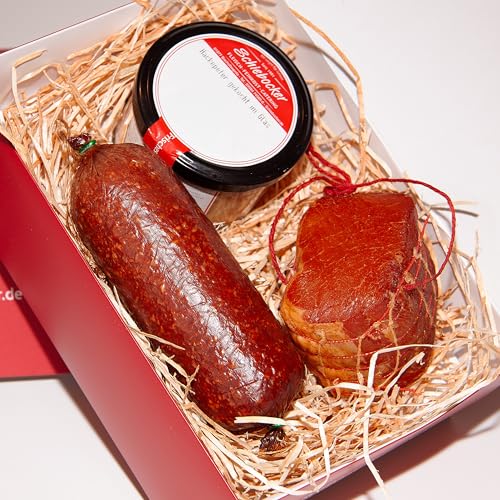 Wurstpaket Oberlausitz | Präsentkorb Edel Salami & geräucherter Schinken am Stück | Fresskorb...