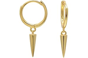 925 Sterling Silver Small Gold Spike Hoop Earrings