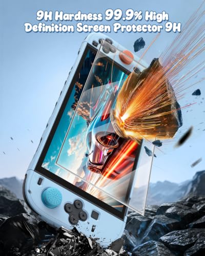 Image of Switch 2 Cover Case&Screen Protector, FYOUNG Dockable Shell for Nintendo 2 | Cute Case, 9H Tempered Glass and Thump Grip, Switch 2 PC Hard Protective Case, Precise Cutouts, Slim Shockproof
