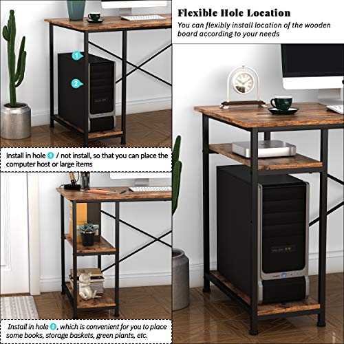 Engriy Writing Computer Desk 47", Home Office Study Desk With 2 Storage Shelves On Left Or Right Side, Industrial Simple Style Wood Table Metal Frame For Pc Laptop Notebook #TOP3