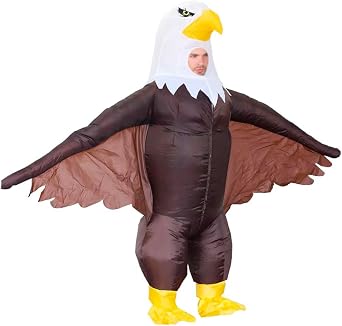 MXoSUM Inflatable Bald Eagle Costume for Adult Blow up Eagle Mascot Costume Outfit Funny Independence Day Parade Patriotic Costume Suit