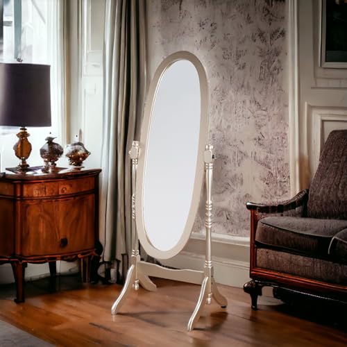 Liveasy Furniture Full Length Mirror with Stand, Vintage Wood Cheval Mirror, Adjustable Freestanding Floor Mirror (Gold) - Thumbnail 2