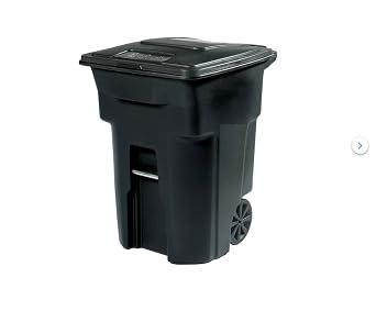 Generic 96 Gallon Black Outdoor Rolling Garbage/Trash Can with Wheels and Attached Lid ZP01730, like an amage