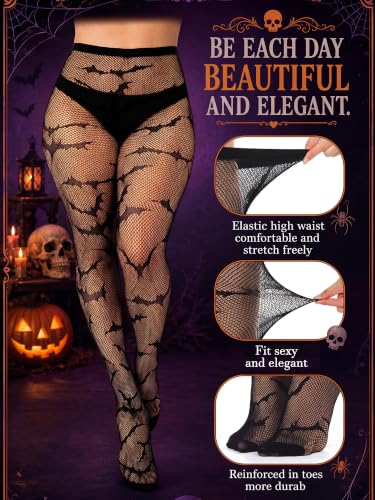 Image of Geyoga 6 Pcs Halloween Plus Size Fishnets Tights for Women