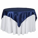 Balsa Circle 10 pcs 72x72 inch Navy Blue Square Tablecloth Satin Fabric Overlays Linens | Table Cloths Cover for Wedding Party Banquet Reception Events Decoration Kitchen Dining Events Kitchen Dining