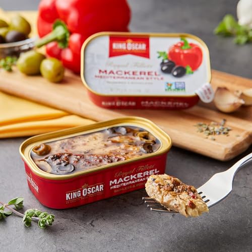 Image of King Oscar Skinless & Boneless Mackerel Fillets, Mediterranean Style, 4.05 -Ounce Cans (Pack of 6)