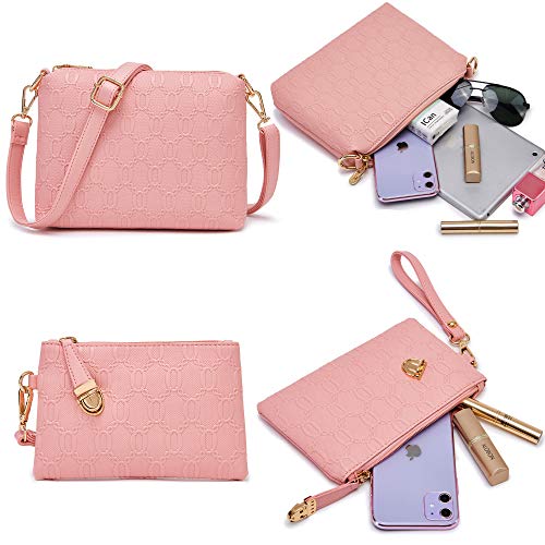 Image of Women's Fashion Handbag Tote Bag Shoulder Top Handle Satchel Purse Set 4pcs | Stylish Style,Chain Texture Design,Ample Space,Bear Doll Decoration,with a Crossbody Strap