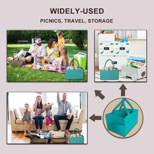 Image of Baby Diaper Caddy is a versatile baby basket designed for nursery storage, car organization, and as a thoughtful gift for baby showers. Perfect for storing diapers and baby wipes. (Turquoise)
