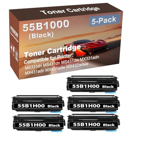 5-Pack Compatible High Yield MS331dn MS431dn MS431dw MX331adn MX431adn MX431adw MX432adwe Printer Cartridge Replacement for 55B1000 Toner Cartridge (Black) -  Cuxwill, ZYM-35811