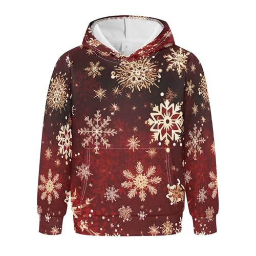 Kids Hoodies Sweaters Christmas Xmas Snowflake Hooded Sweatshirts with Big Pockets for Boys Girls B0400383