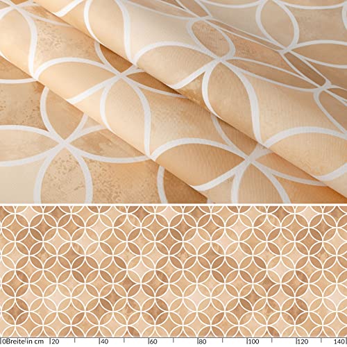 Kaleidoscope Washable Oilcloth Tablecloth Oval 140 x 220 cm Cut Edge Beige Easy Care, Kaleidoscope Beige, 86.6 x 55.1 inch (Oval) - Image 3