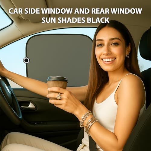 Image of Pivalo Universal Car Curtains Sun Shade Cover Interior for UV Rays Protection 4 Side & 1 Rear Windows Baby Sunshade Compatible with SUVs and All Cars (Pack of 5, Black)