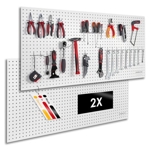 Pegboard 2 St. Werkzeugwand aus Holz (MDF) 120 x 60 x 0 5 cm - Lochung Ø7 mm Lochabstand 25 4 mm - weiß lackiert - Made in Germany