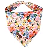 Unique Style Paws Dog Bandanas 1PC Washable Cotton Triangle Dog Scarfs Spring Summer with Colorful Flower for Small Medium Large Dogs and Cats