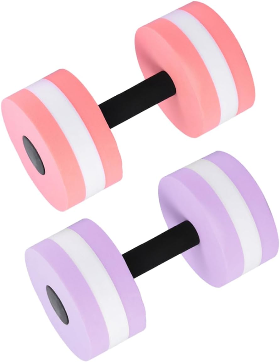2Pcs Eva Water Barbell Floating Dumbbells for Water Aerobics Swimming Fitness Lightweight Durable Exercise Equipment for Men Women Random Color