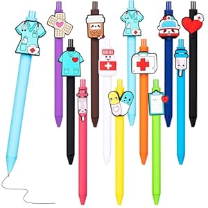 12 Pcs Nurse Pens Funny, Cute Nursing Pens Bulk Accessories for Work, Black Ink BallPoint Set Essentials Pens for Nurses Medical Assistant Students School Nurses Week Appreciation Gift