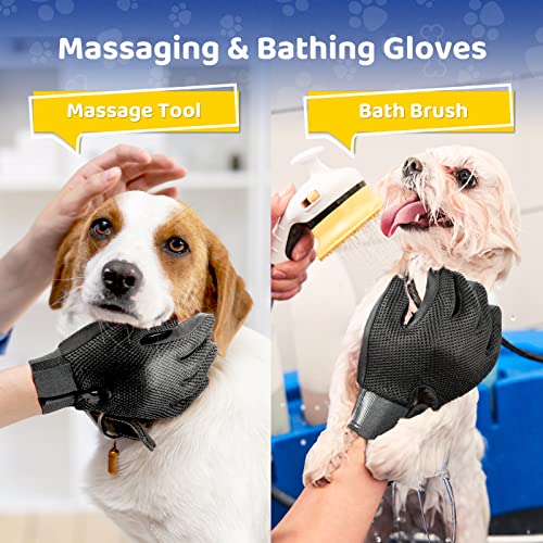 Upgrade Version Pet Grooming Glove - Gentle Deshedding Brush Glove - Efficient Pet Hair Remover Mitt - Enhanced Five Finger Design - Perfect for Dog & Cat with Long & Short Fur - 1 Pair - Thumbnail 4