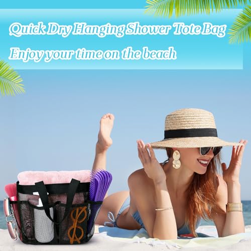 8-Packs-Mesh-Shower-Caddy-Portable-Large-Shower-Caddy-Dorm-with-8-Pockets-and-Handles-Quick-Dry-Shower-Bags-Hanging-Bath-Bag-Dorm-Room-College-Essentials-for-Bathroom-Gym-Camp-Black