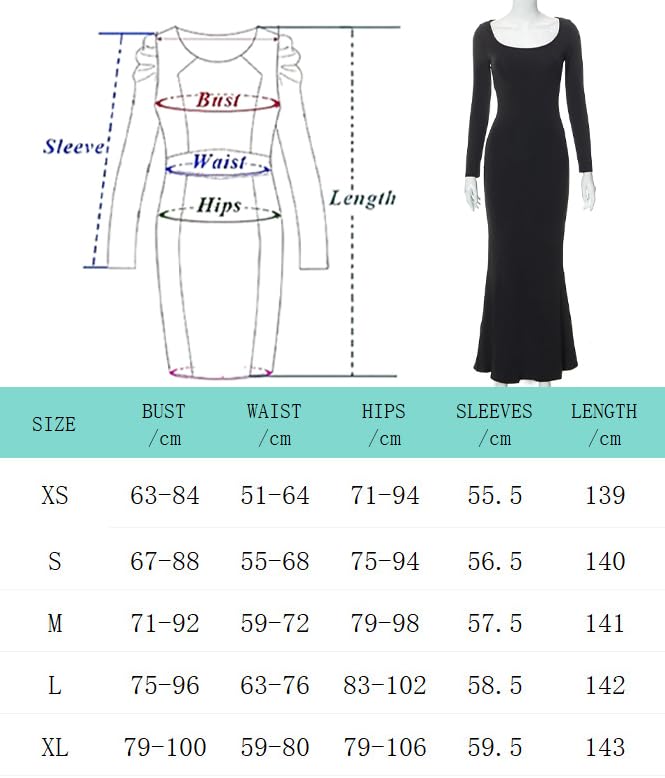 Damska sukienka maxi z długim rękawem, podkreślająca figurę, seksowna sukienka bodycon, wąska, długa, rozciągliwa, miękka, na czas wolny, sukienka w kształcie rybiego ogona, elegancka,