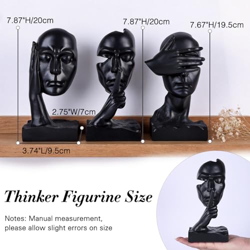 Set de 3 estatuas pensador figura decorativa de resina miniatura 3