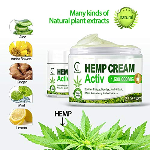 GPGP GreenPeople Hemp Extract Cream - 1,500,000MG - Fast Relief, Muscle, Joint, Lower Back, Knees, Ankle, Nerves - 2.7 OZ
