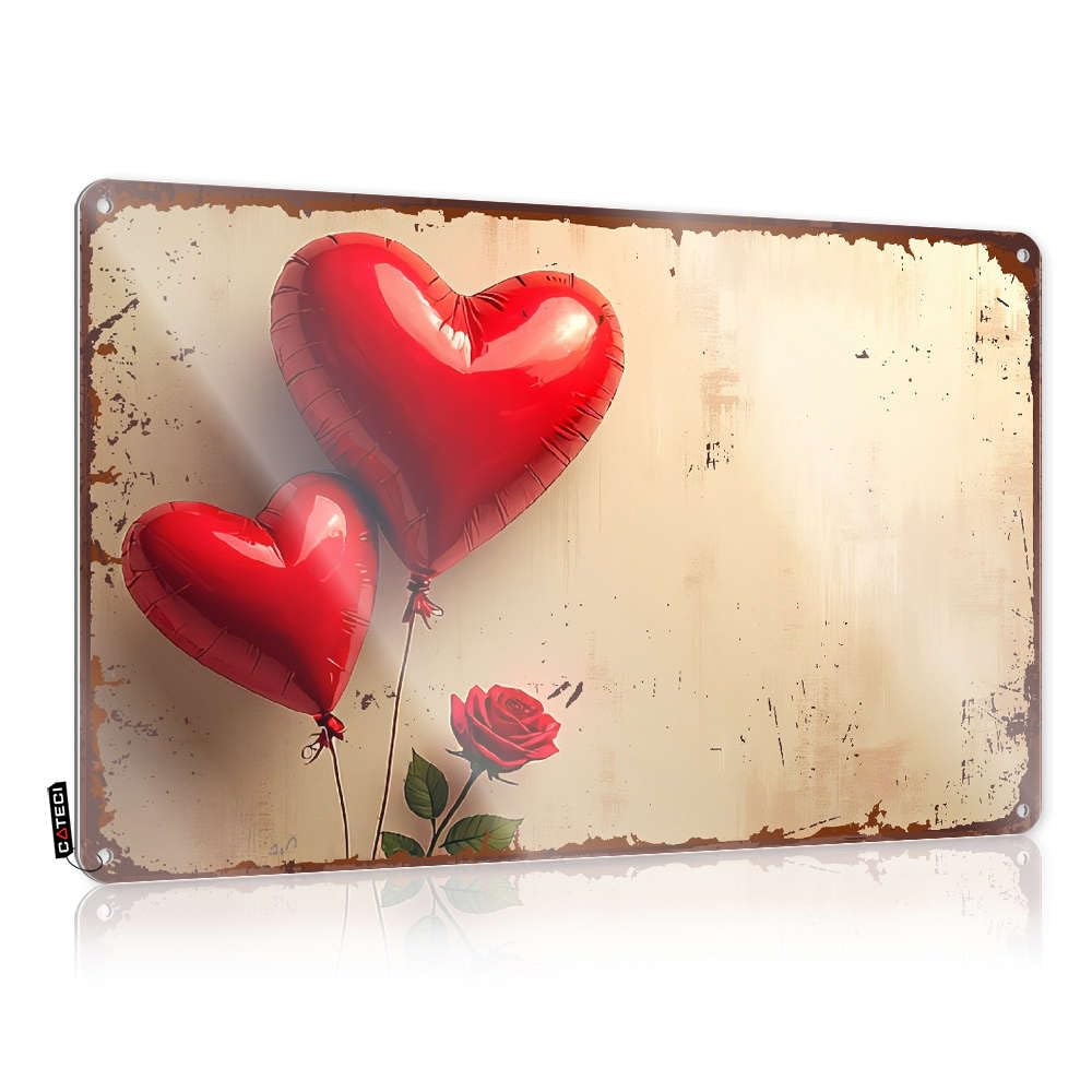 Sujd Colour Amazing Sign, Tapestry Personalized Two Red Heart-Shaped Balloons With A Rose. | Farmhouse Backyard Bar Decor(30X40cm)
