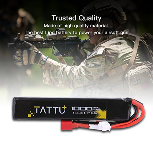 Tattu 7.4V Airsoft Lipo Battery With Deans Connector, 1000Mah 25C 2S Battery Pack For Airsoft Guns #TOP1