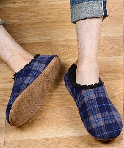 DICUIRD Mens Slipper Socks With Non Skid Bottoms, Warm Slipper Socks With Grippers For Men, Fuzzy House Knit Slippers - Image 3