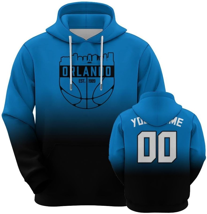 City Silhouette Custom Basketball Pullover Hoodie Sweatshirt for Men Women Youth Personalized Name Number Fans Gift