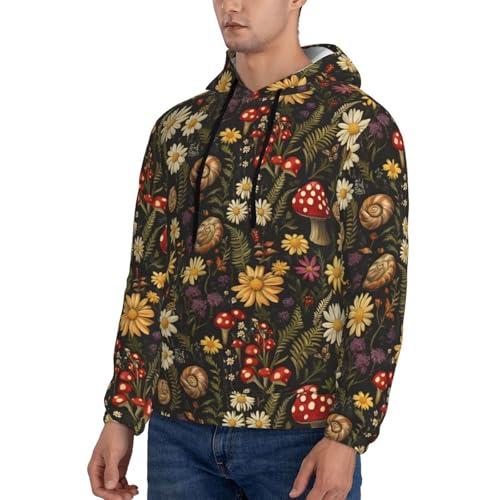 Hoodies For Men - Vintage Mushroom Plant Print Long Sleeve Casual Men'S Hoodies & Sweatshirts Pullover With Pocket3