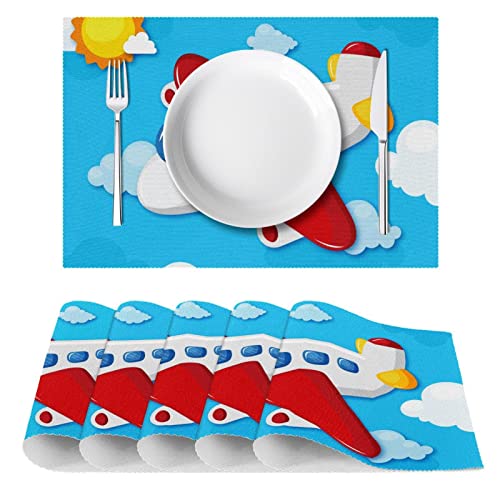 Set de table avion lavable antidérapant bleu 30x45 pour protection table enfant