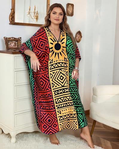 Image of Kaftan Dress for Women - Plus Size Caftan Maxi Beach Dress Moo Moos Loungewear, Swimsuit Cover Up for Beach, Pool or Vacation